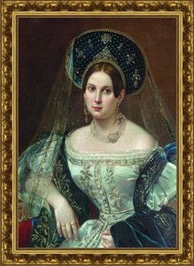 Портрет неизвестной в придворном русском платье. Около 1835