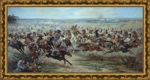 Атака лейб-гвардии Конного полка на французских кирасир в сражении под Фридландом 2 июня 1807 года. 1912