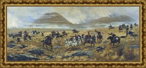 Нижегородские драгуны, преследующие турок по дороге к Карсу во время Аладжинского сражения 3 октября 1877 года. 1892